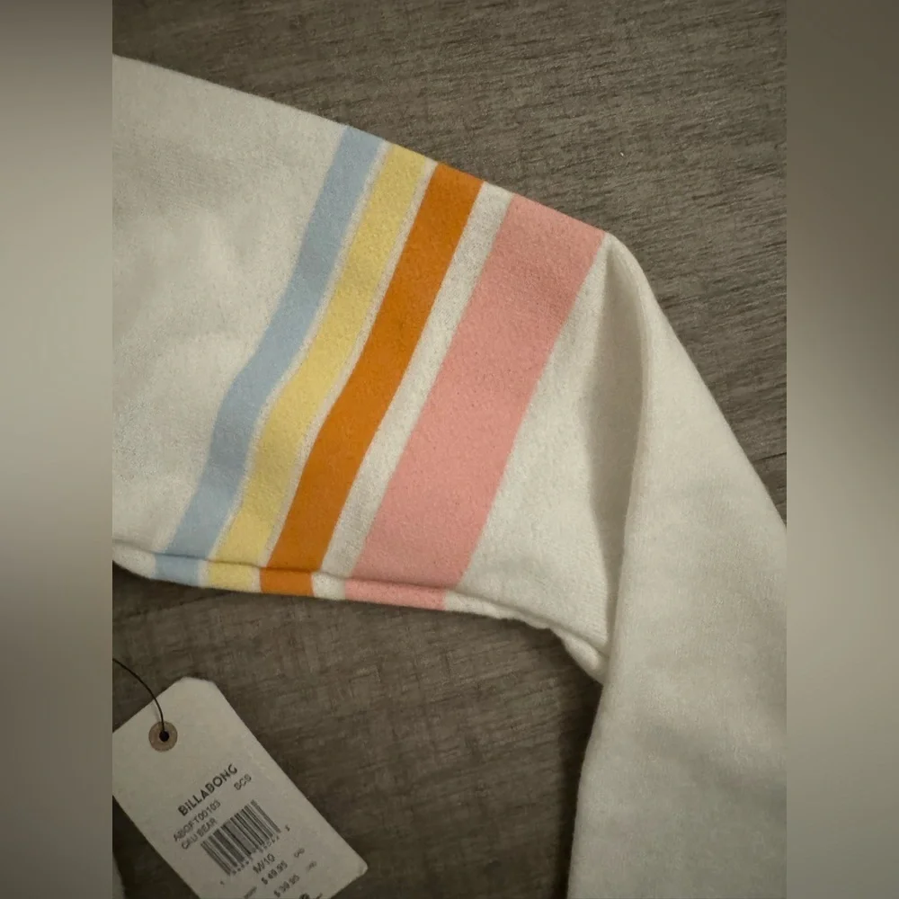 NWT Billabong White Cali Bear Sweatshirt Casual Summer Style Size M/10